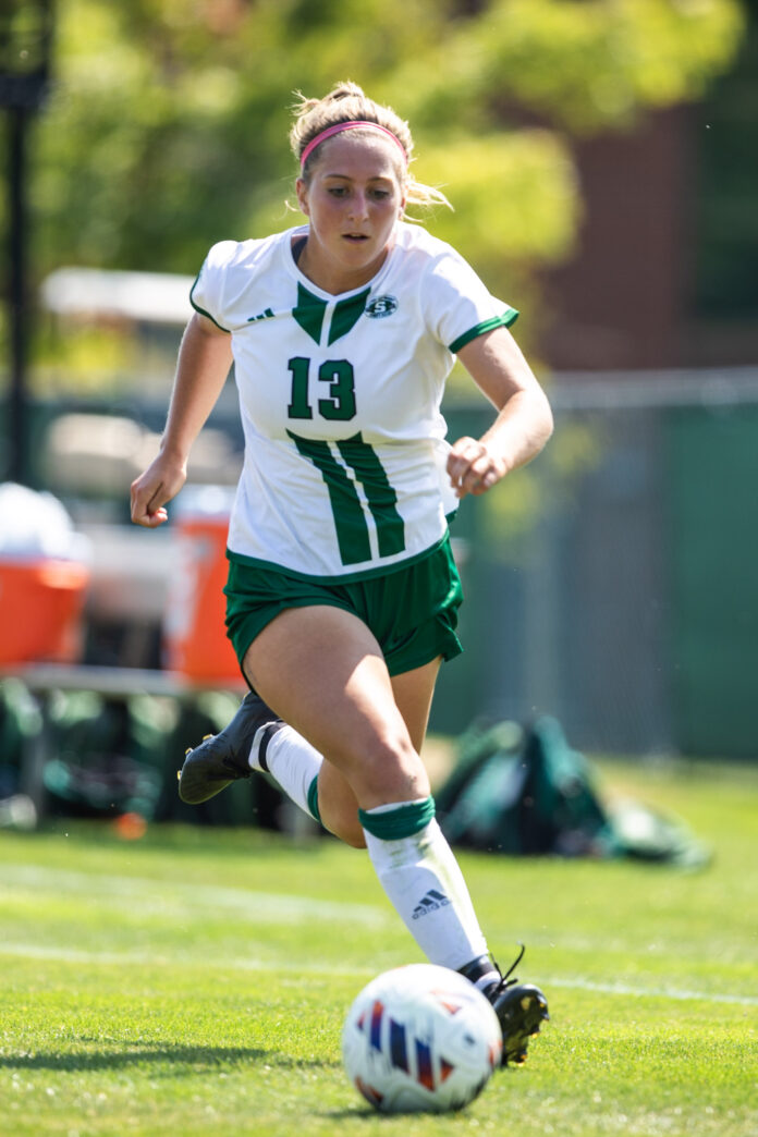 Morgan Sarver dribbles during an offensive attack against Seton Hill last Saturday. She finished the game with four shots.