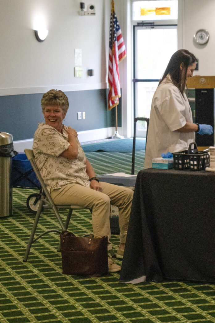 A woman attends the SRU-hosted vaccine clinic. The clinic was held both Tuesday and Thursday for public use.