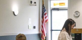 A woman attends the SRU-hosted vaccine clinic. The clinic was held both Tuesday and Thursday for public use.