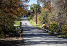 Part of Kiester Road that will be closed. Kiester Rd leads east to SR 8 which travels north to Harrisville and south to Butler.