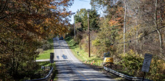 Part of Kiester Road that will be closed. Kiester Rd leads east to SR 8 which travels north to Harrisville and south to Butler.