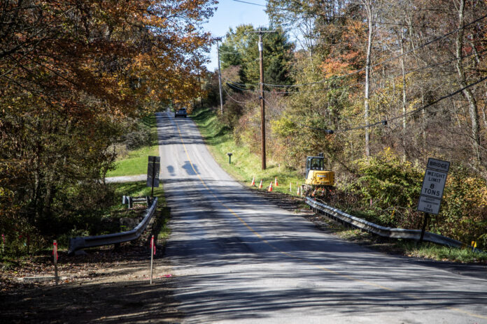 Part of Kiester Road that will be closed. Kiester Rd leads east to SR 8 which travels north to Harrisville and south to Butler.