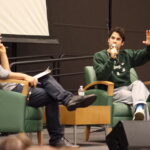 Darren Criss sits in the SSC Ballroom and answers questions from the audience. Criss made his Broadway debut in 2012.