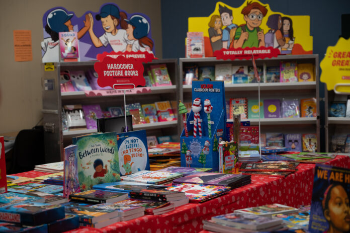 Display of books for sale at the Scholastic Bookfair that was located in McKay Education Building. Jordan hopes to bring back the bookfair every semester for students and the community. Katie Domaracki/The Rocket